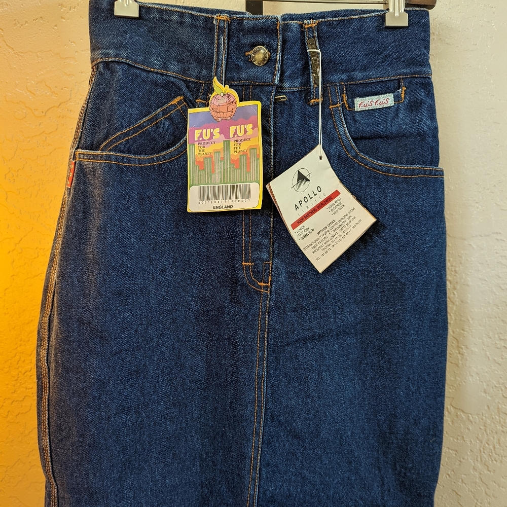 Very Rare 70's Deadstock F.U's Jean Skirt Never Worn With Tags. High waisted.